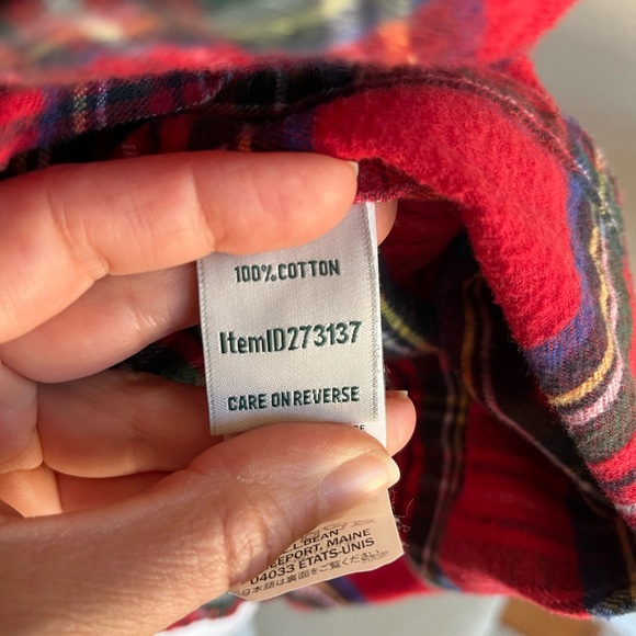 L.L.Bean LL Bean Long Sleeve Button Down Red Plaid Cotton Shirt Flannel Top S - Picture 5 of 6